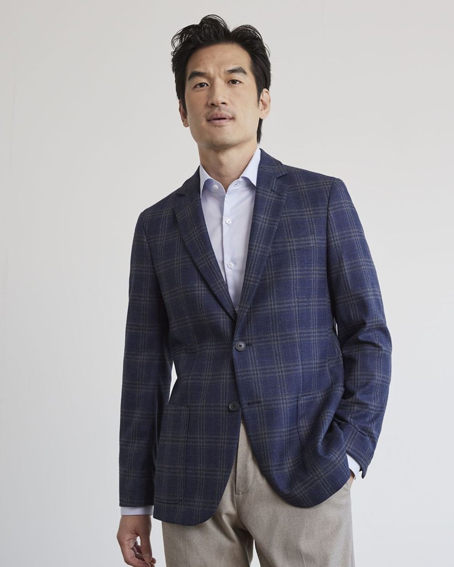 Men r.w. & co. Suits | Slim Brushed Navy Plaid Blazer Navy Blazer