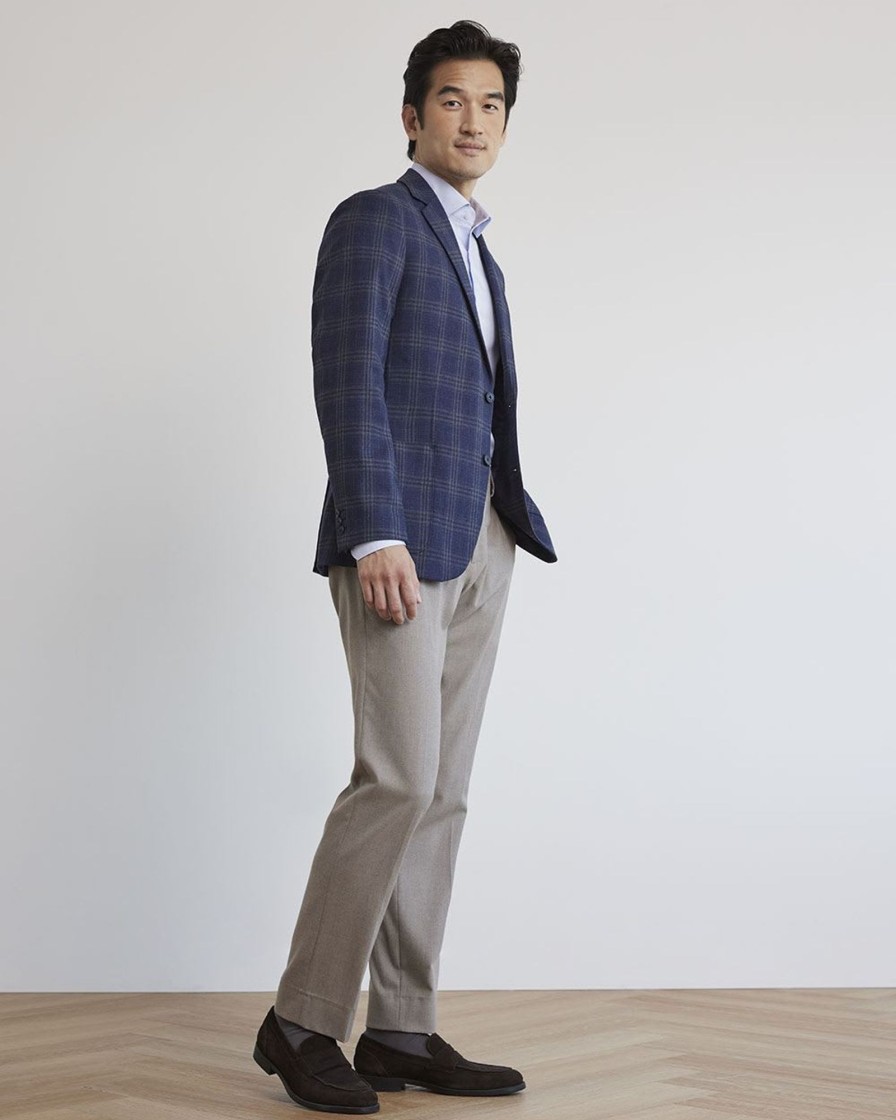 Men r.w. & co. Suits | Slim Brushed Navy Plaid Blazer Navy Blazer