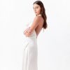 Women endless rose Dresses & Jumpsuits | Endless Rose- Halter Neck Asymmetric Satin Dress Light Brown