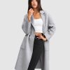 Women belle & bloom Coats & Jackets | Belle & Bloom Publisher Double Breasted Wool Blend Coat Light Grey