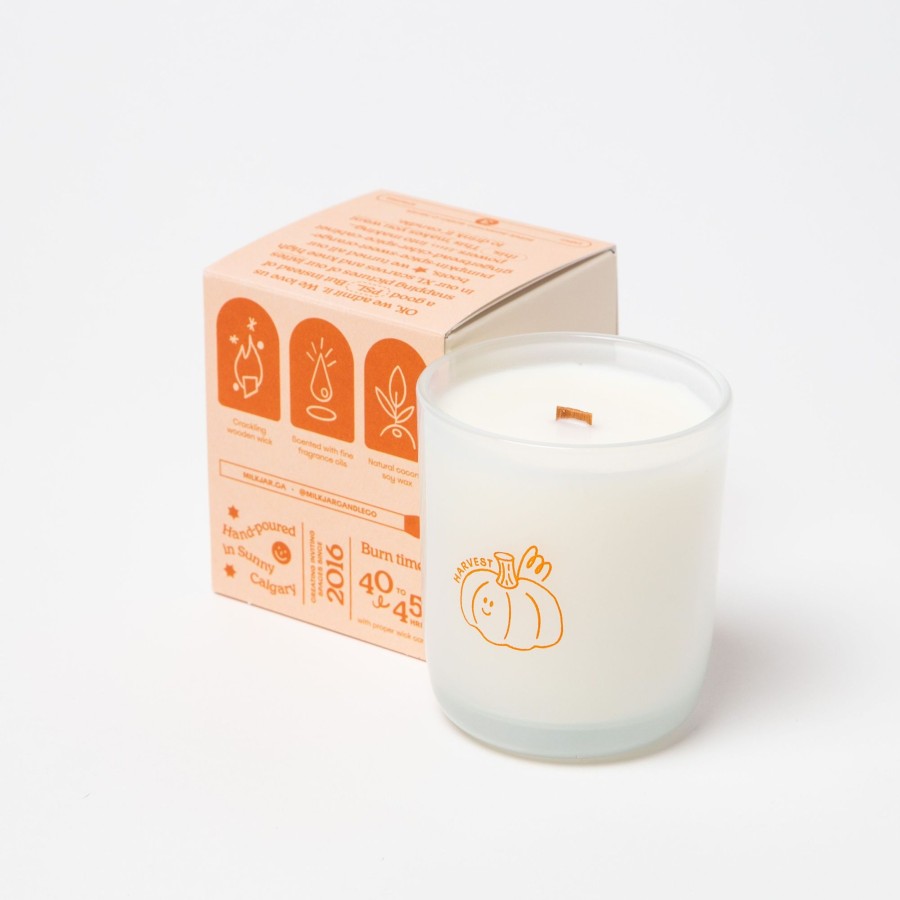 Home milk jar | Milk Jar Harvest Candle |Orange, Clove & Pumpkin Spice 8Oz White