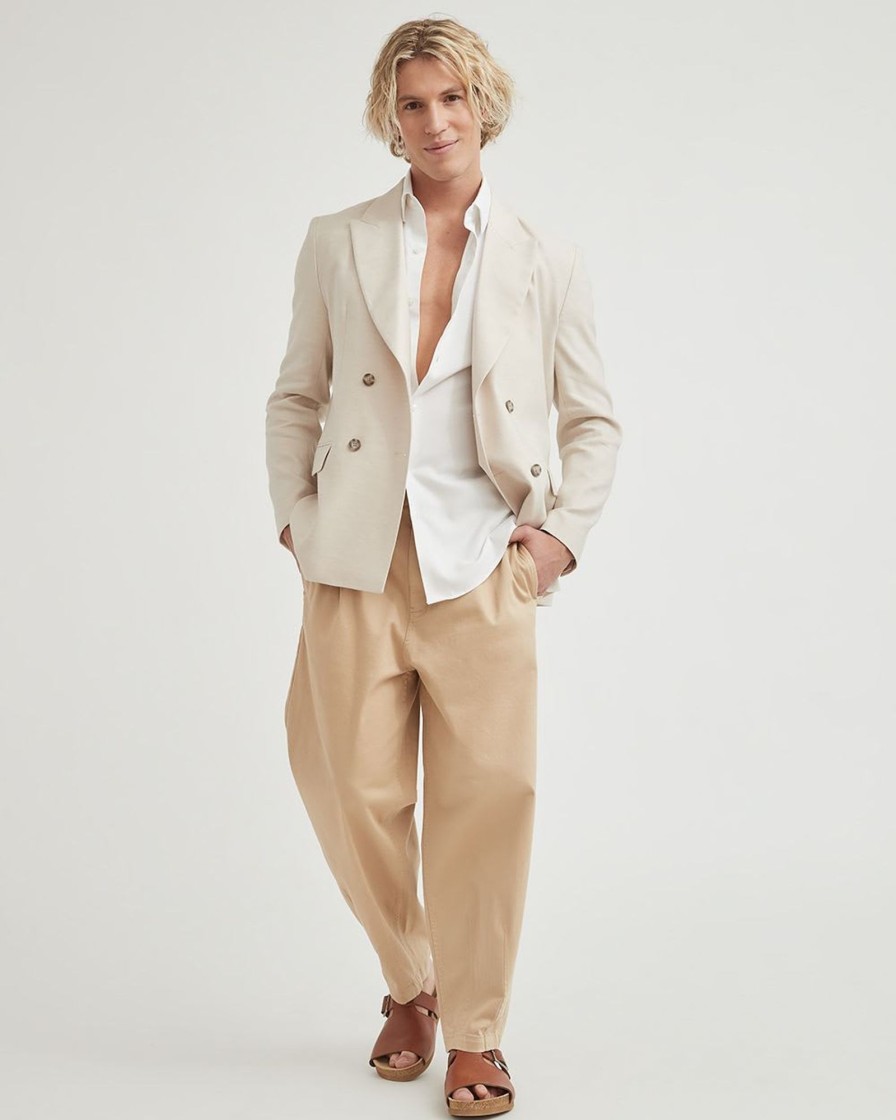 Men r.w. & co. Blazers | Gender-Neutral Double-Breasted Linen Blazer Rainy Day