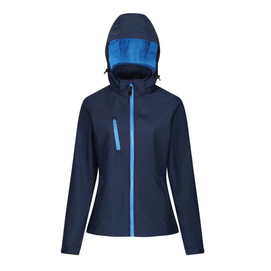 Women regatta Coats & Jackets | Regatta - Womens/Ladies Venturer Hooded Soft Shell Jacket Light Blue