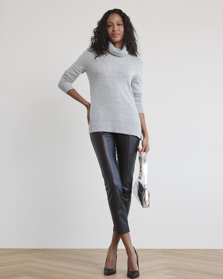 Women r.w. & co. Sweaters & Cardigans | Long-Sleeve Funnel-Neck Cashmere-Blend Sweater Light Grey Mix