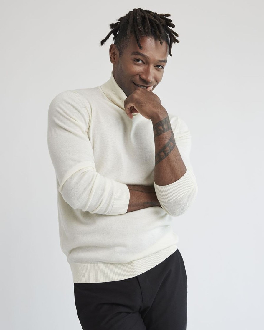 Men r.w. & co. Sweaters & Cardigans | Merino-Wool Turtleneck Sweater Marshmallow