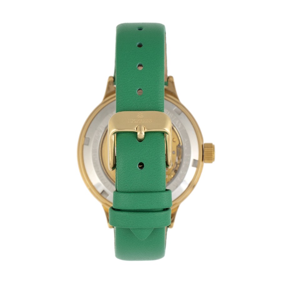 Women empress Watches | Empress - Alice Automatic Mop Skeleton Dial Leather-Band Watch - Blue Medium Green