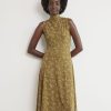 Women r.w. & co. Dresses & Jumpsuits | Sleeveless Fit And Flare Dress With Funnel Neckline Green Moss Multi