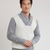 Men r.w. & co. Sweaters & Cardigans | Shawl-Collar Sweater With Cable Stitches Snow Peak