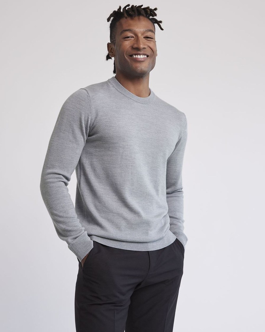 Men r.w. & co. Sweaters & Cardigans | Merino-Wool Crew-Neck Sweater Light Grey