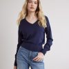 Women r.w. & co. Sweaters & Cardigans | Long-Sleeve V-Neck Sweater Peacoat