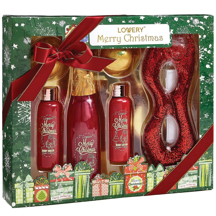 Women lovery | Lovery Bath & Body Christmas Gift Box - Red Rose & Jasmine Home Spa Set Multicolor