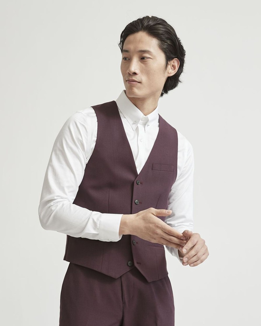 Men r.w. & co. Blazers | Solid Stretch Suit Vest Plum Perfect