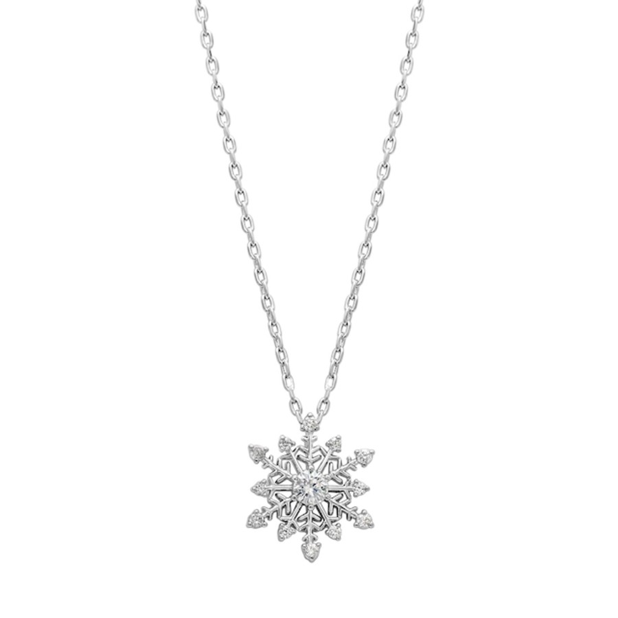 Women callura Jewelry | Holiday Gift Evenlope With Clear Crystal Ornate Snowflake Pendant Necklace - Callura Silver