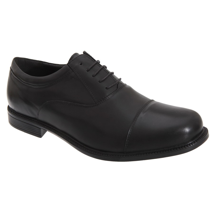 Men roamers Shoes | Roamers - Mens Fuller Fitting Capped Leather Oxford Shoes Black