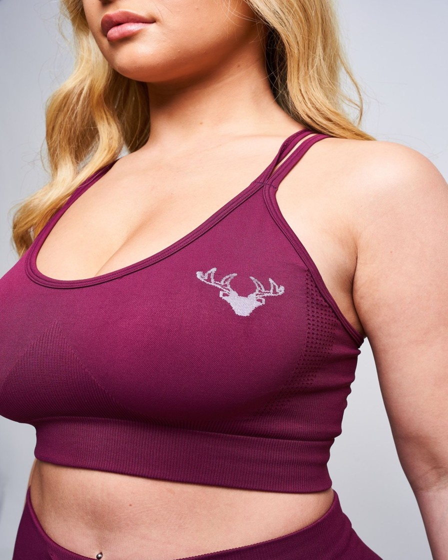 Women twill active Active Tops | Twill Active - Boundless Recycled Strappy Sports Bra - Burgundy Dark Red