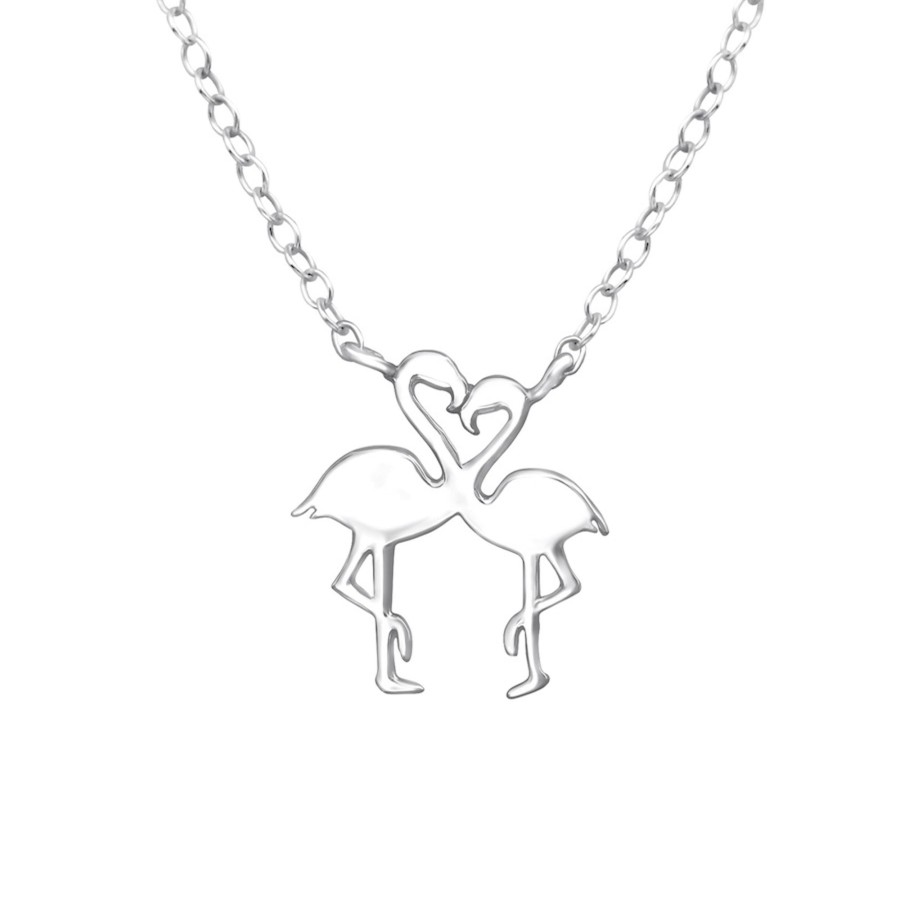 Women ag sterling Jewelry | Sterling Dainty Flamingo Heart Pendant Necklace - Ag Sterling Silver