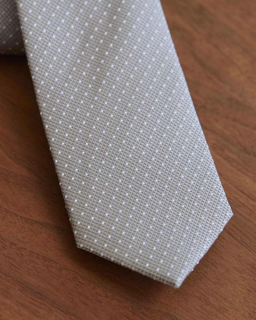 Men r.w. & co. Ties & Bow Ties | Skinny Tie With Micro Dots Light Beige -