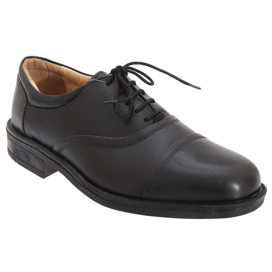 Men roamers Shoes | Roamers - Mens Softie Leather Blind Eye Flexi Capped Oxford Shoes Black