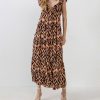 Women english factory Dresses & Jumpsuits | English Factory- Tiger Print Ruffle Sleeve Maxi Dress Medium Orange