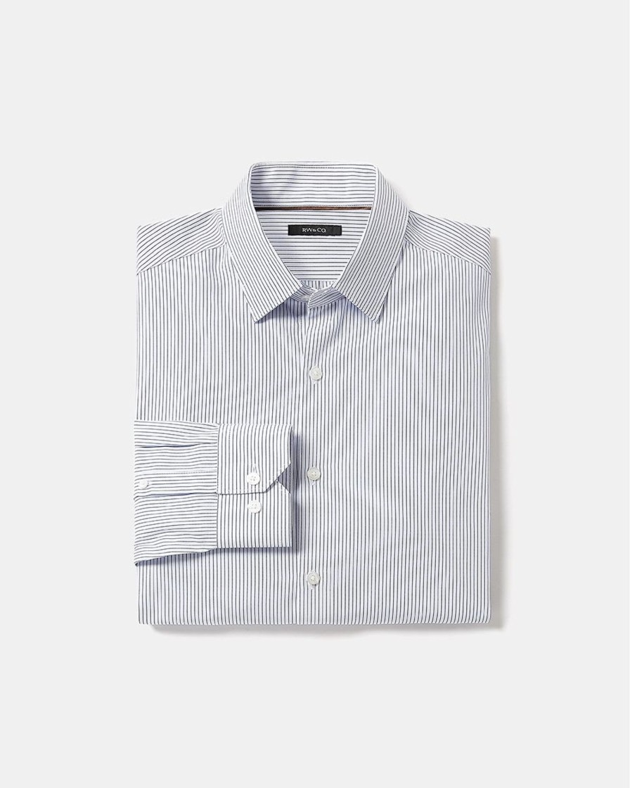 Men r.w. & co. Shirts | Striped Tailored-Fit Dress Shirt Navy Blazer