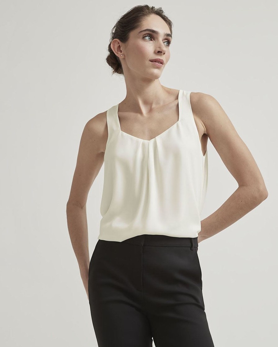 Women r.w. & co. Blouses & Shirts | Silky Crepe Square-Neck Cami Snow White