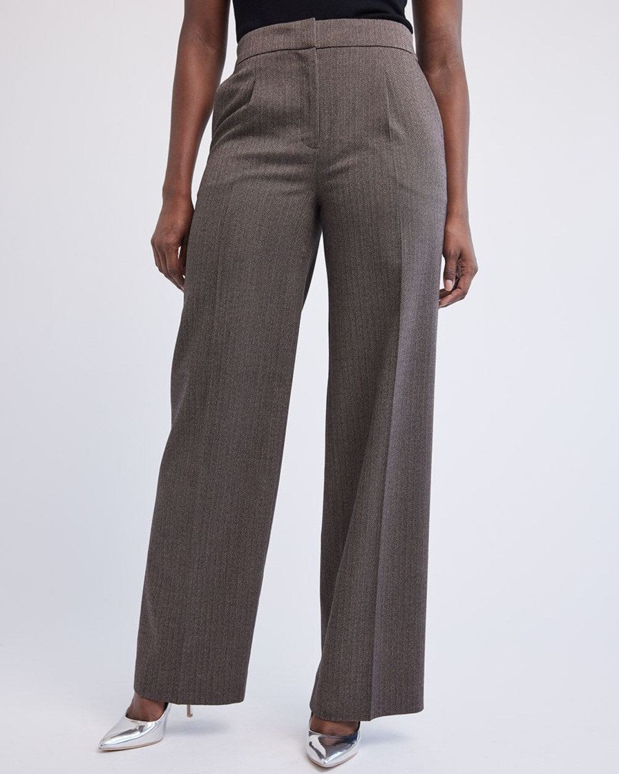 Women r.w. & co. Pants | Wide-Leg Mid-Rise Herringbone Pant Herringbone Multi