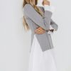 Women english factory Dresses & Jumpsuits | English Factory- Poplin Combo Knit Dress Light Grey