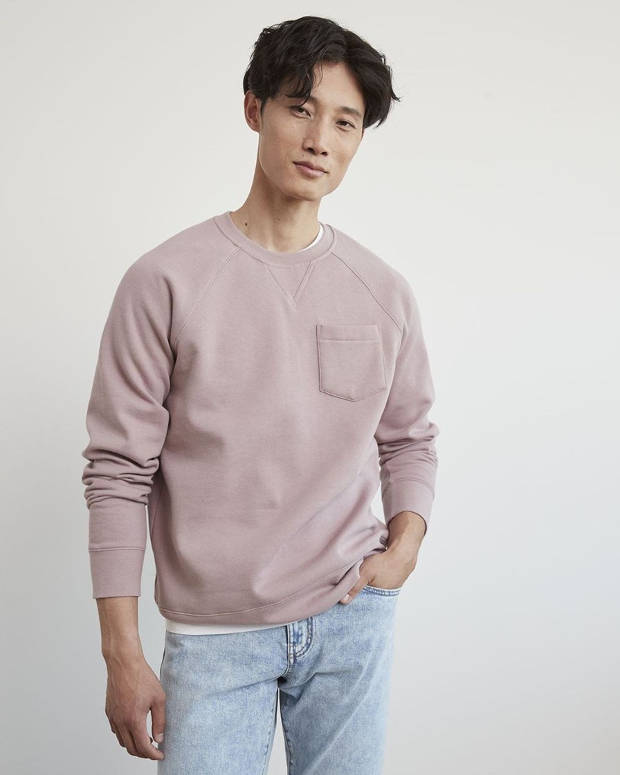 Men r.w. & co. Sweaters & Cardigans | Solid Fleece Crew-Neck Pullover With Chest Pocket Antique Pink