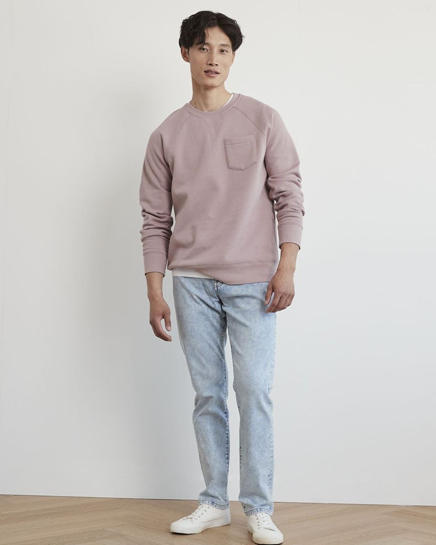 Men r.w. & co. Sweaters & Cardigans | Solid Fleece Crew-Neck Pullover With Chest Pocket Antique Pink