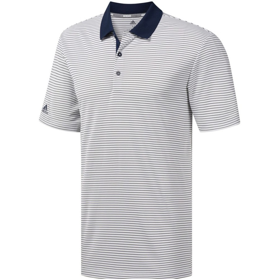 Men adidas T-Shirts | Adidas - Mens 2-Color Stripe Polo White