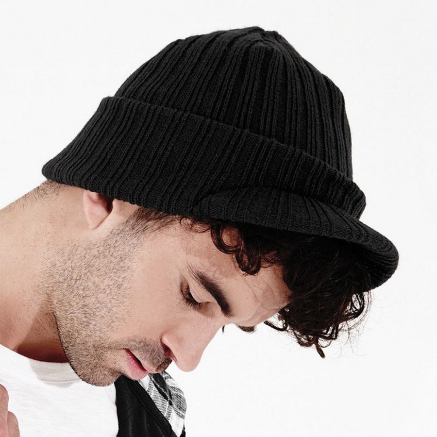 Men beechfield Scarves, Gloves & Hats | Beechfield - Unisex Plain Peaked Winter Beanie Hat Black