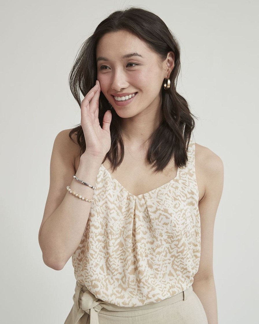 Women r.w. & co. Blouses & Shirts | Silky Crepe Square-Neck Cami Coconut Milk Multi