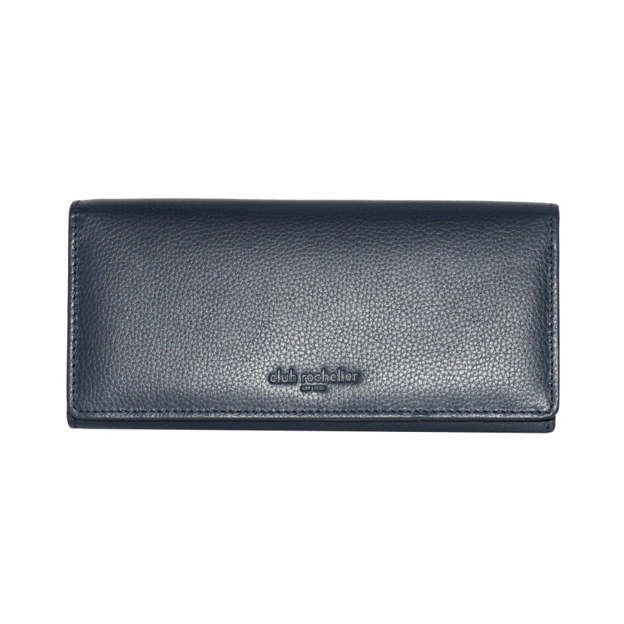 Women club rochelier Bags | Club Rochelier Ladies' Leather Clutch Wallet With Gusset Pocket Dark Blue