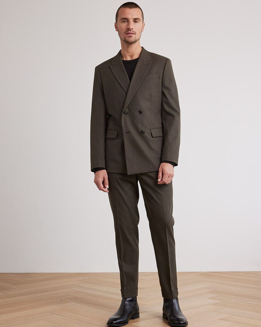 Men r.w. & co. Suits | Tailored-Fit Double-Breasted Dark Brown Suit Blazer Walnut