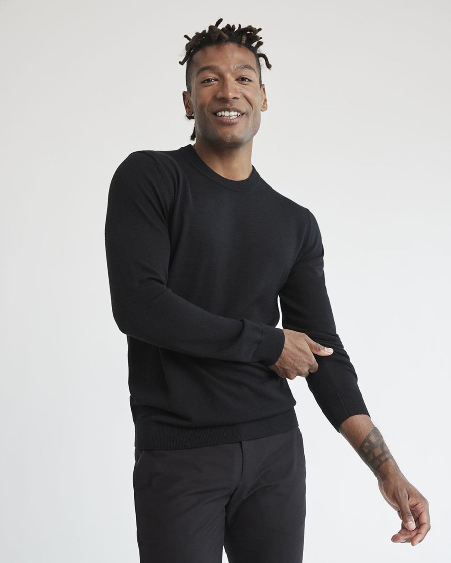 Men r.w. & co. Sweaters & Cardigans | Merino-Wool Crew-Neck Sweater Black