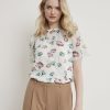 Women r.w. & co. Blouses & Shirts | Short-Sleeve Chiffon Blouse With Removable Lining Coconut Milk Multi