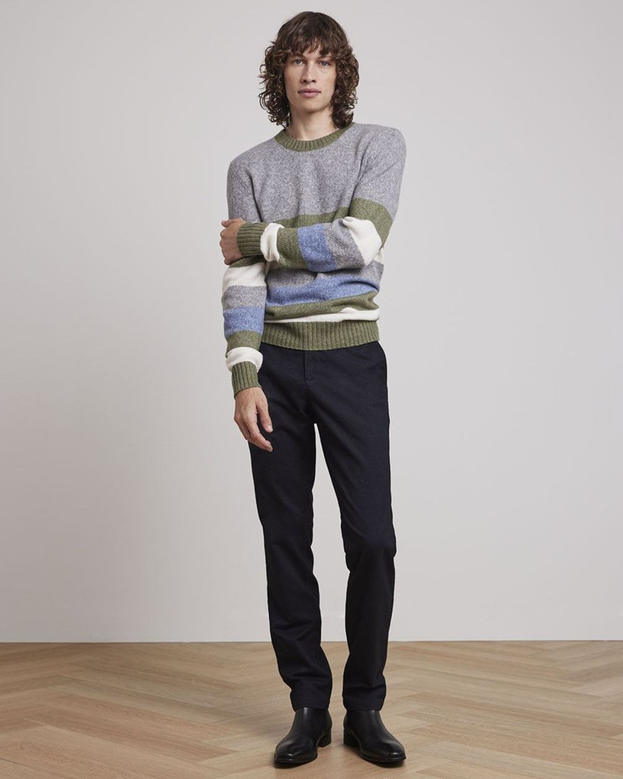 Men r.w. & co. Sweaters & Cardigans | Striped Crew-Neck Sweater Heather Grey