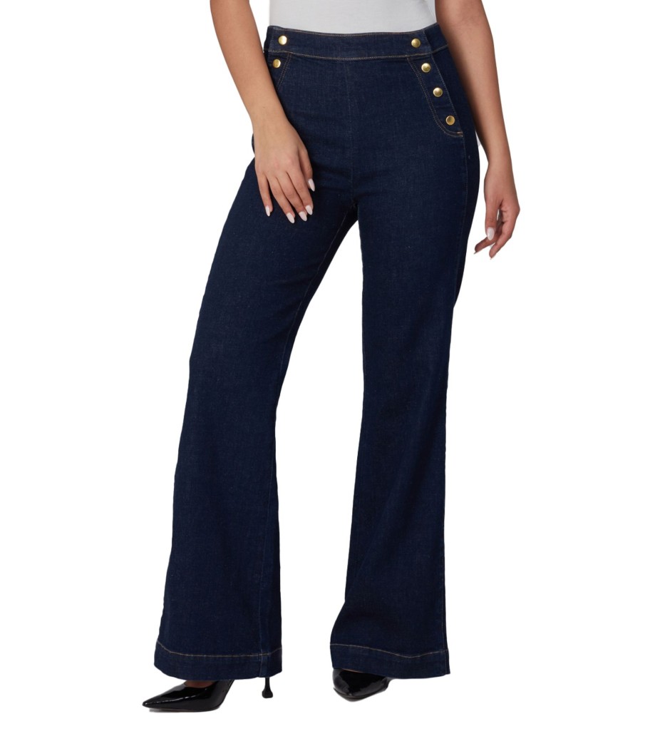 Women lola jeans Jeans | Lola Jeans Stevie-Drb2 High Rise Flare Jeans Dark Blue