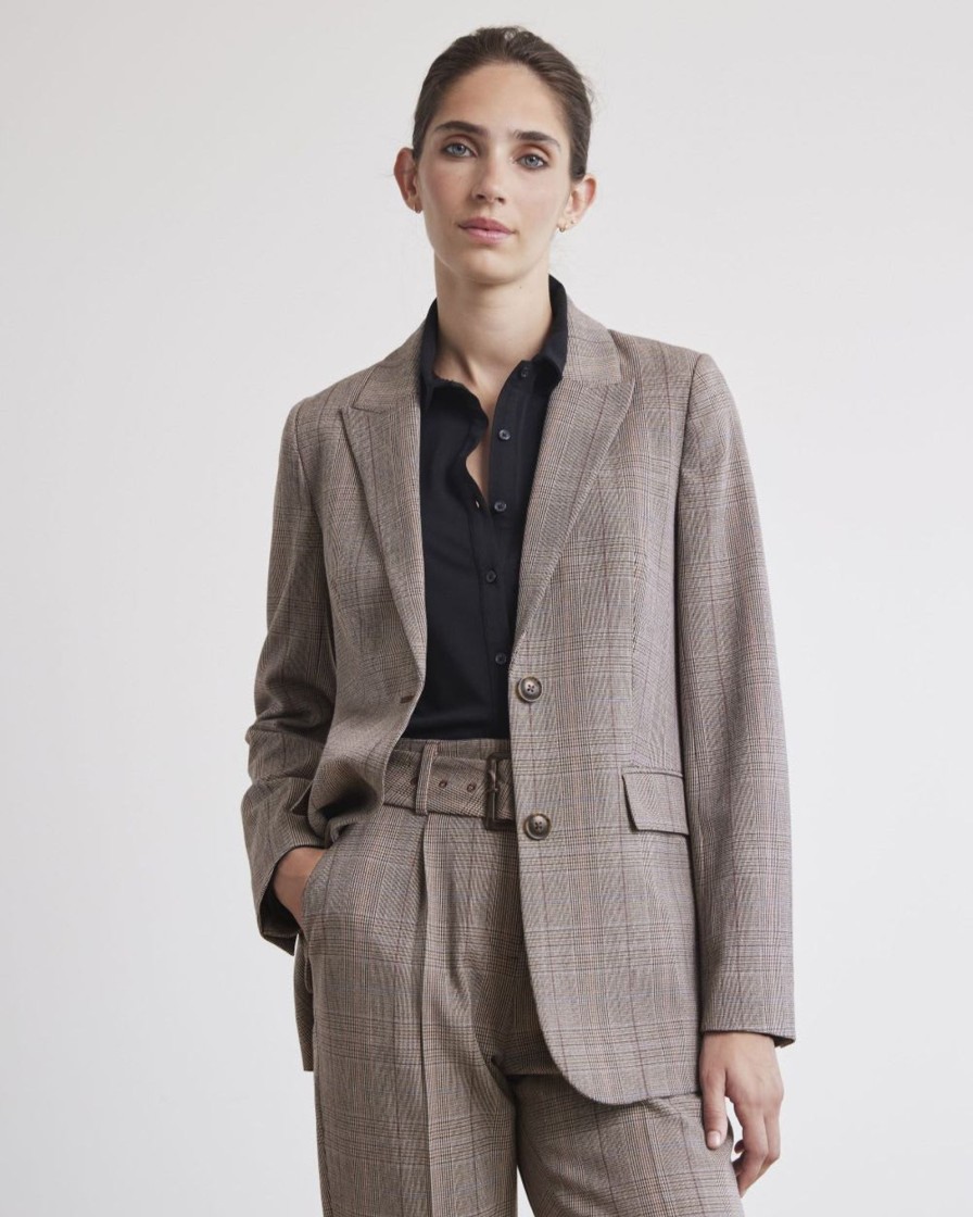 Women r.w. & co. Suits | Relaxed Two-Button Plaid Blazer Plaid Multi