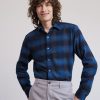 Men r.w. & co. Shirts | Regular-Fit Teal Plaid Flannel Shirt Legion Blue