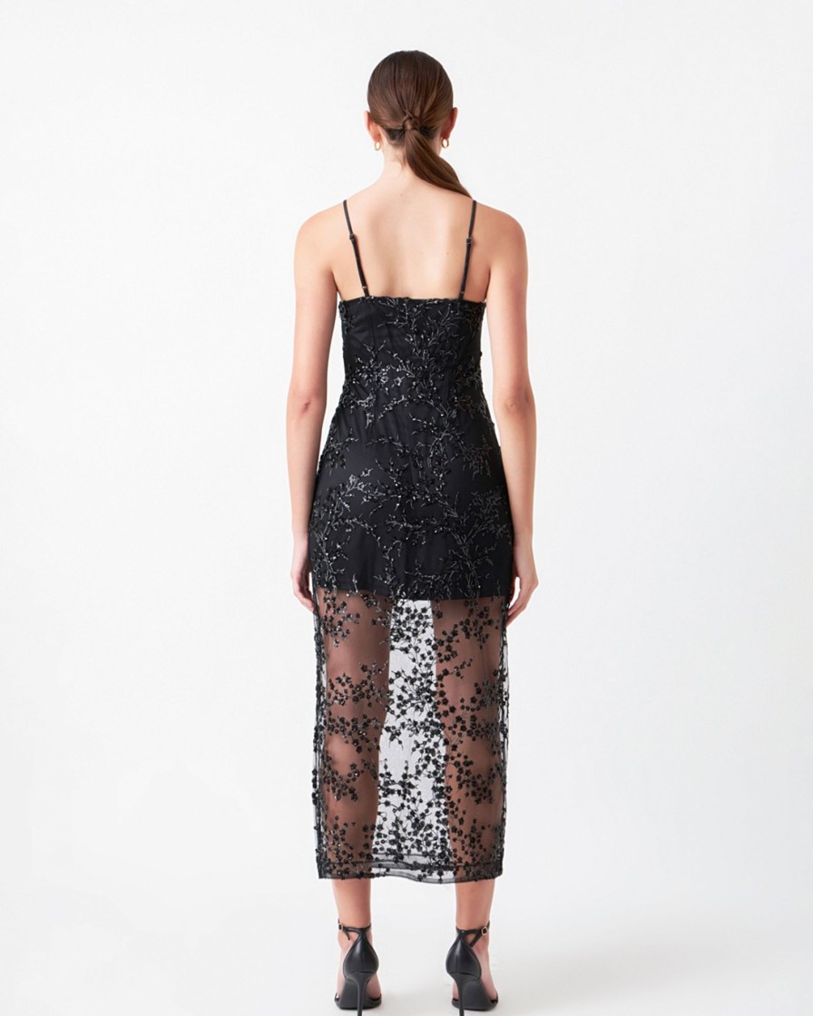 Women endless rose Dresses & Jumpsuits | Endless Rose- Sequins Embroidered Cocktail Dress Black