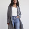 Women r.w. & co. Sweaters & Cardigans | Long Open Cardigan With Fringe Medium Grey Mix - Sw