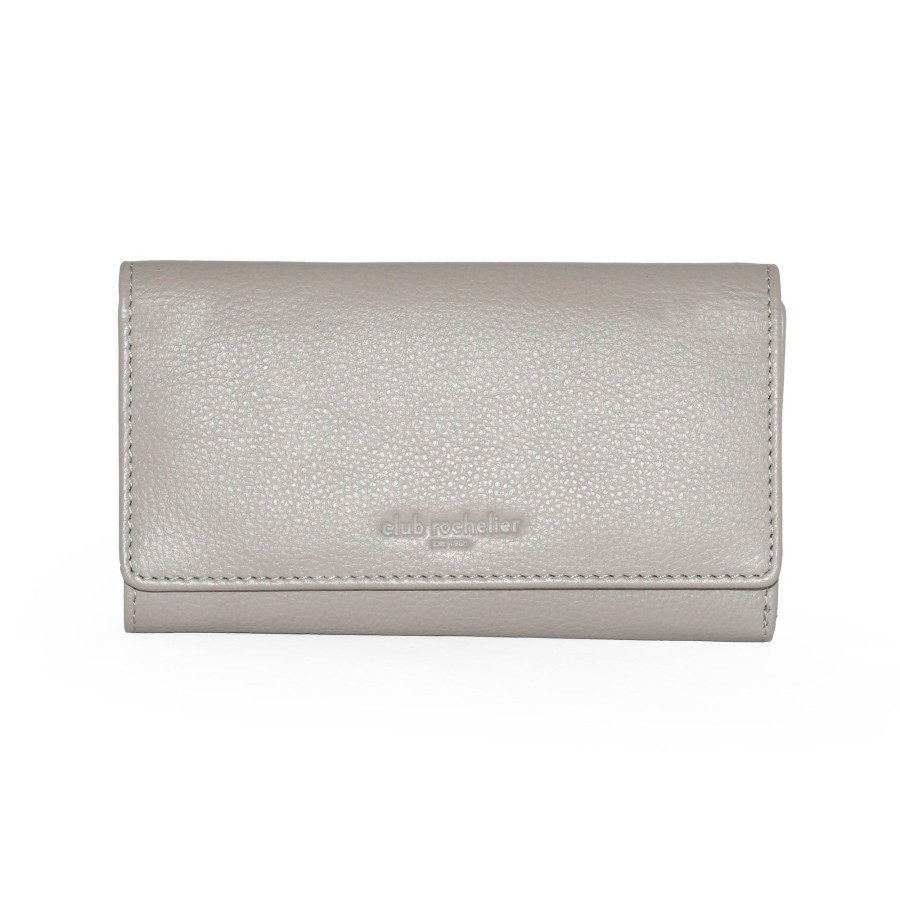 Women club rochelier Bags | Club Rochelier Ladies' Medium Leather Clutch Wallet Dark Grey