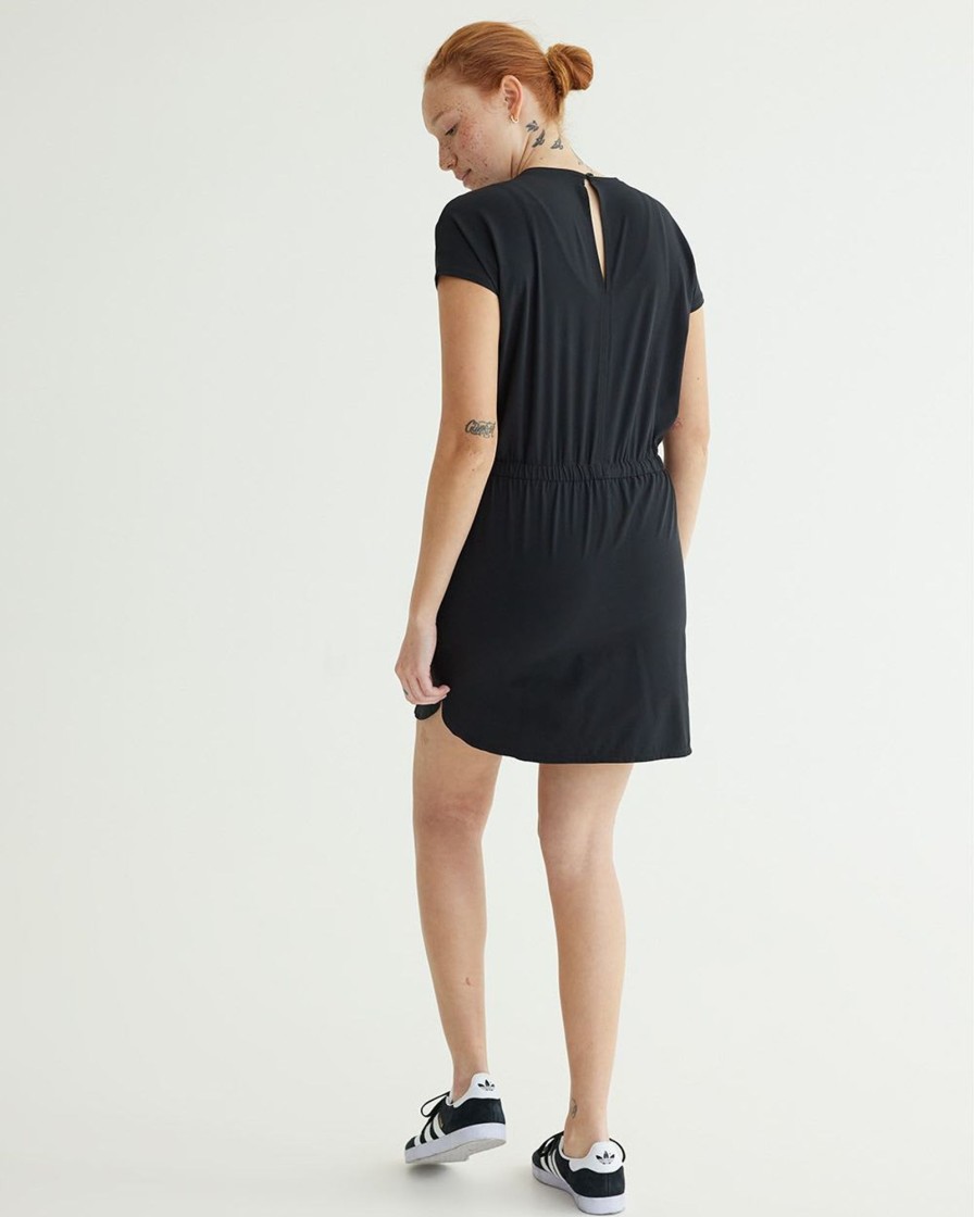 Women hyba Hyba Activewear | Short-Sleeve Crew-Neck Dress - Hyba Black