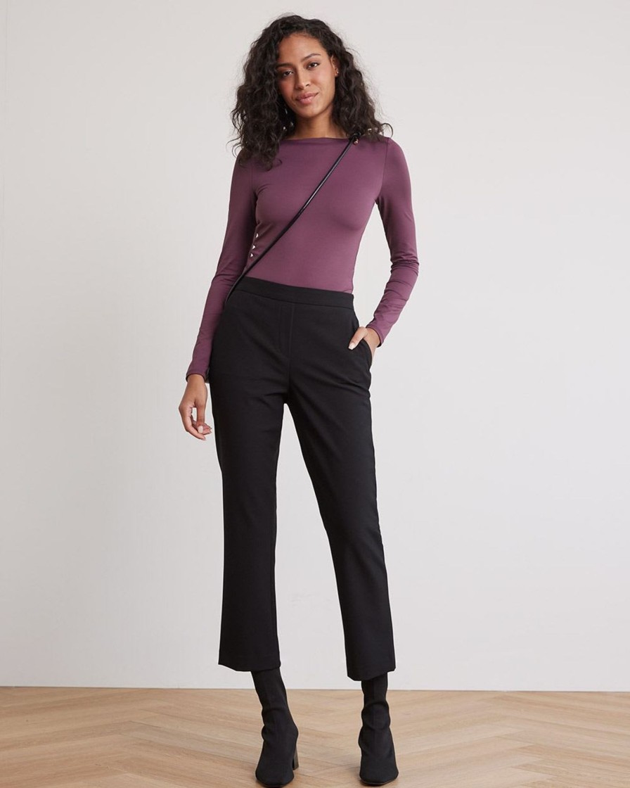 Women r.w. & co. Tops | Long-Sleeve Boat-Neck Top Eggplant