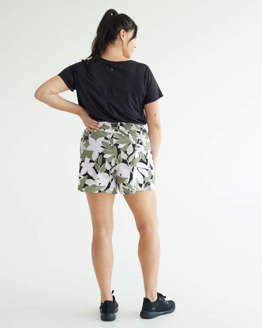 Women hyba Hyba Activewear | Stretch Woven Short - Hyba Black Print