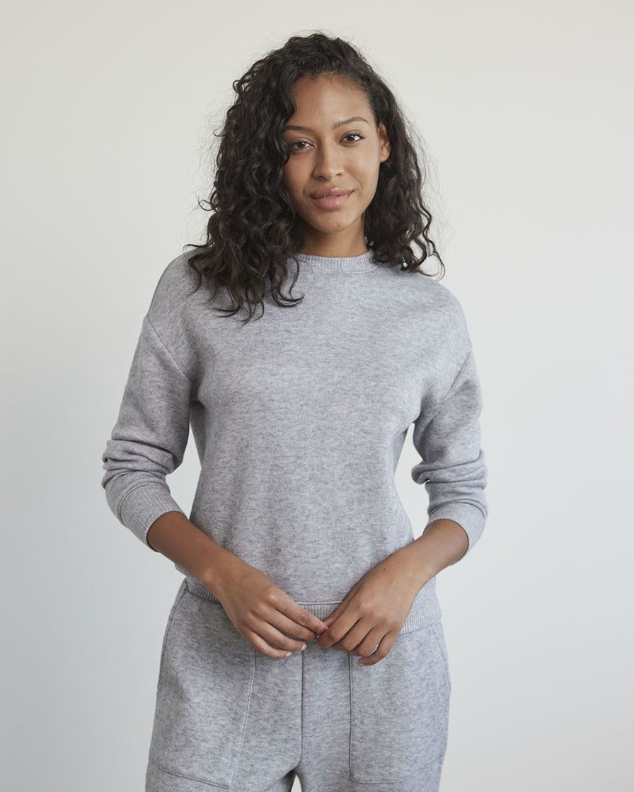 Women r.w. & co. Tops | Solid Long-Sleeve Crew-Neck Sweatshirt Light Heather Grey