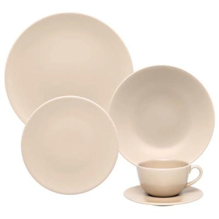 Home oxford | Oxford Unni Merengue 20 Pieces Dinnerware Set Service For 4 - Satin Effect Light Beige