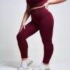 Women twill active Active Bottoms | Twill Active - Avira Panel Recycled Seamless Legging - Burgundy Dark Red