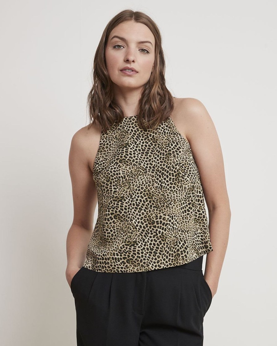 Women r.w. & co. Blouses & Shirts | Printed Sleeveless Popover Blouse Winter Twig Leopard Multi